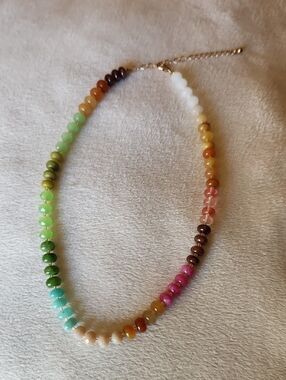 Multicolor Glass Beads Women's Necklace - 21 Inches